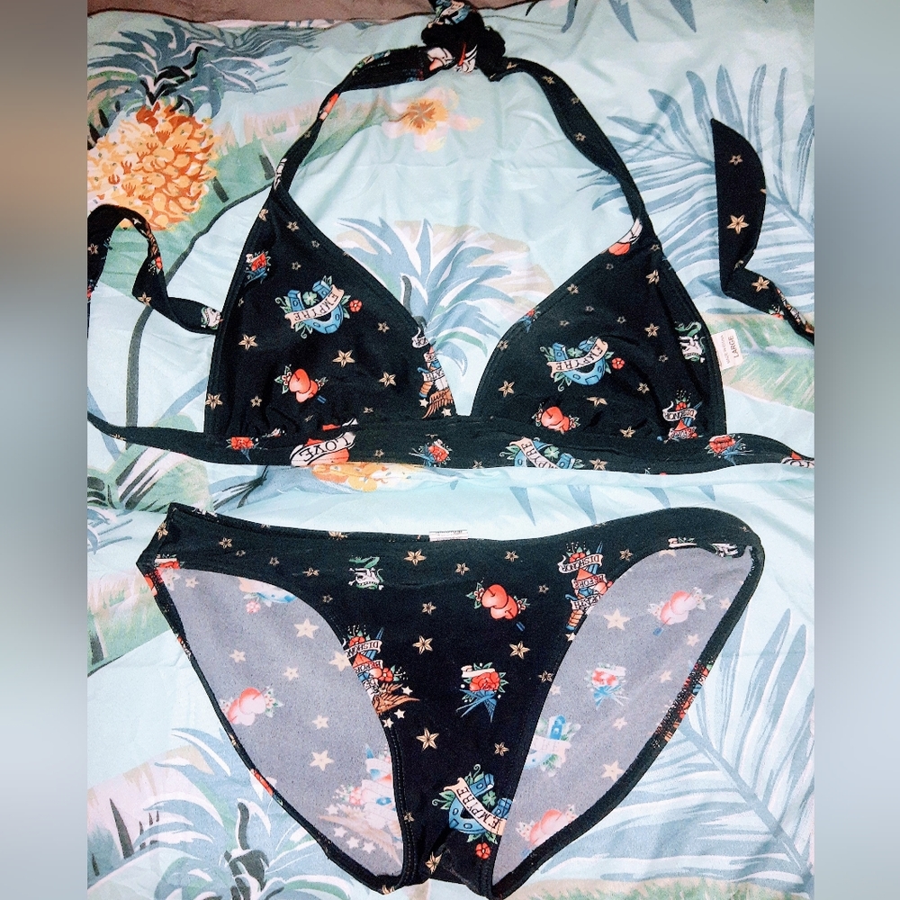 Kaligirlz Retro Tattoo Halter Top Bikini